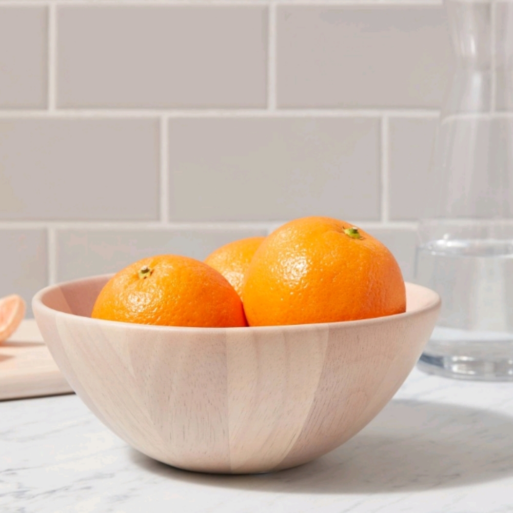 NEW Lot of 3 Threshold 7oz Rubberwood Whitewash Portsmouth Small Serving Bowls